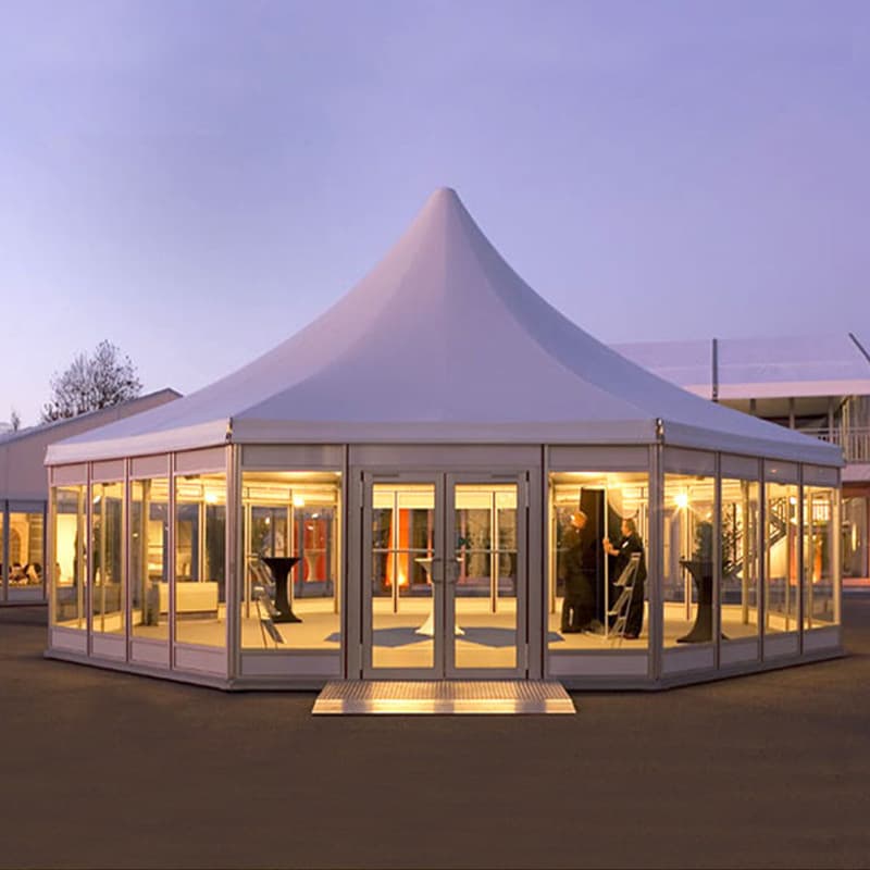 Polygonal Pyramid Glass Window European Style Exhibition Tent Outdoor Exhibition Booth Office Rest Area Spire Tent