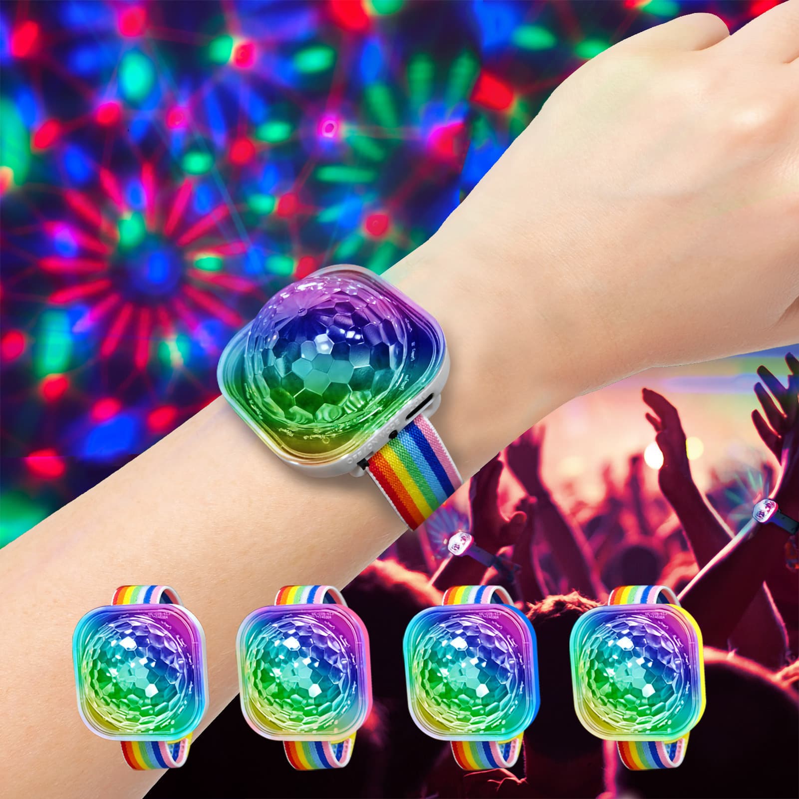 Wrist light, Smurf USB colored light, 5V rechargeable wearable light, car accessory, car suction cup watch ambient light