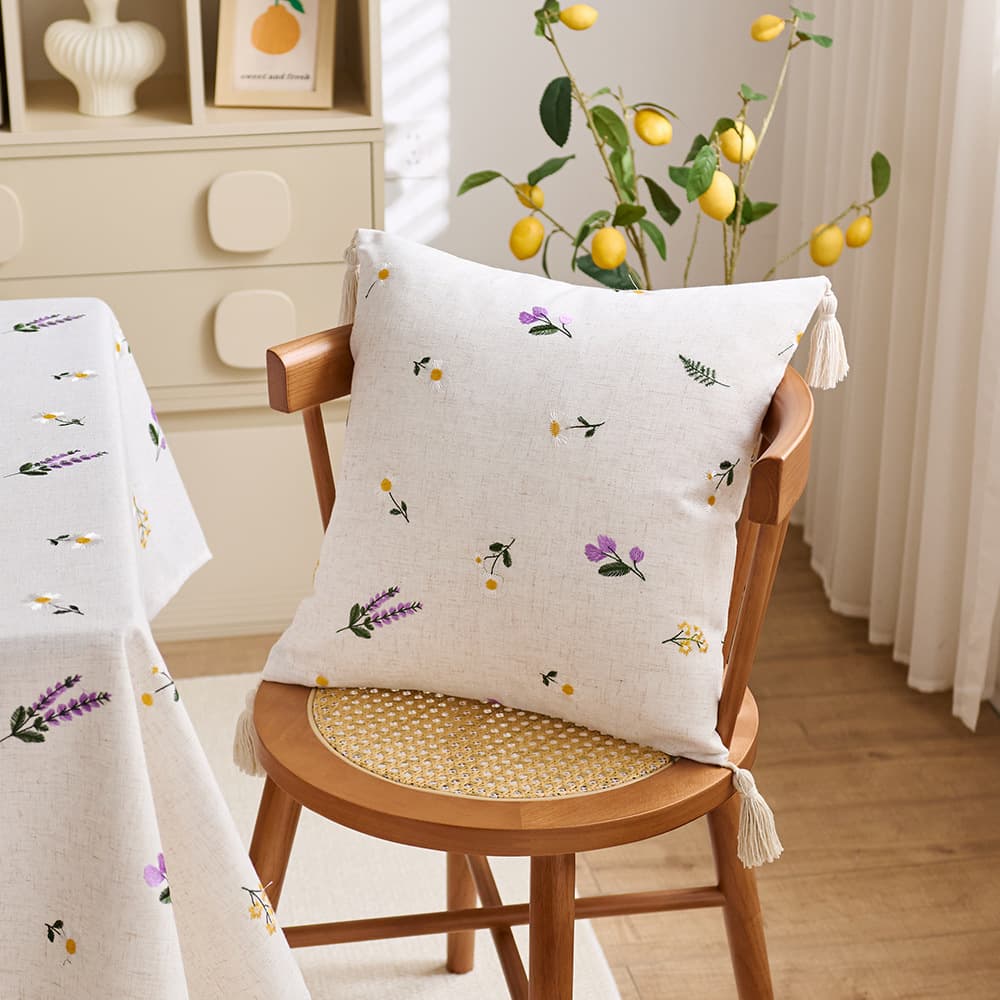 Ins Style Fresh Throw Pillow for Living Room Sofa Cushion Floral Embroidery French Style Bedroom Headboard Window Sill Cushion Cover Pillow Cover