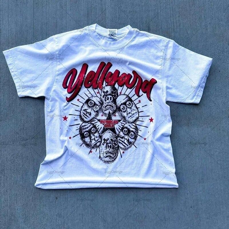 Summer American Street Style Printed Short Sleeve T-Shirt Men Y2K Gothic Harajuku Hip Hop Sweatshirt Loose Fit Top Wholesale