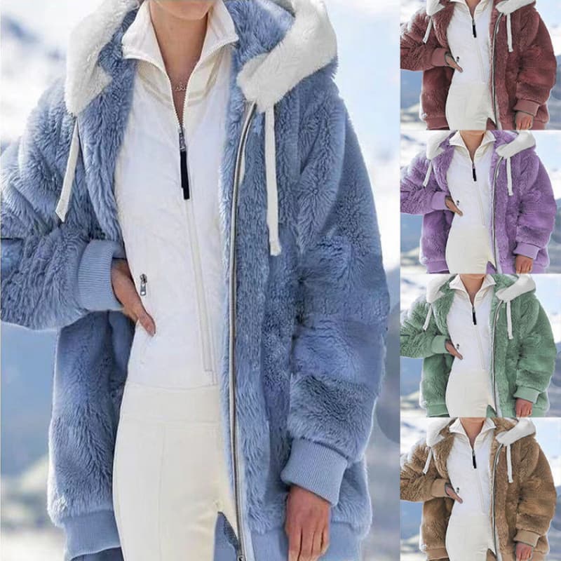 2025 Amazon Wish Independent Site Hot Selling New Autumn/Winter Loose Plush Zipper Hooded Coat Sweatshirt