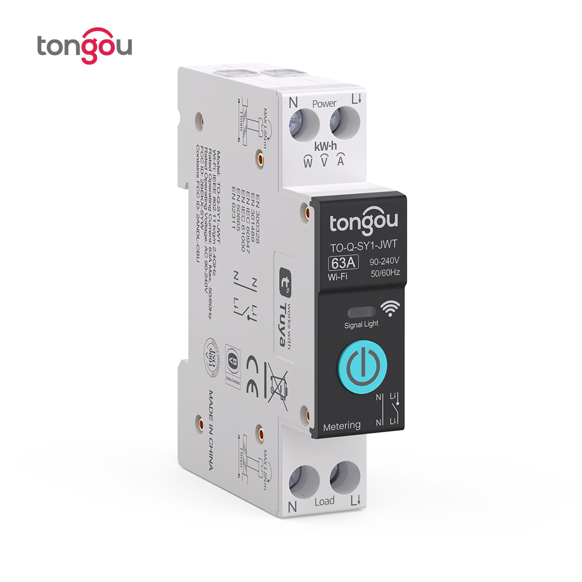 Tuya Metering WiFi Smart Switch Circuit Breaker Wireless Remote Control via Mobile Phone for Smart Home Export