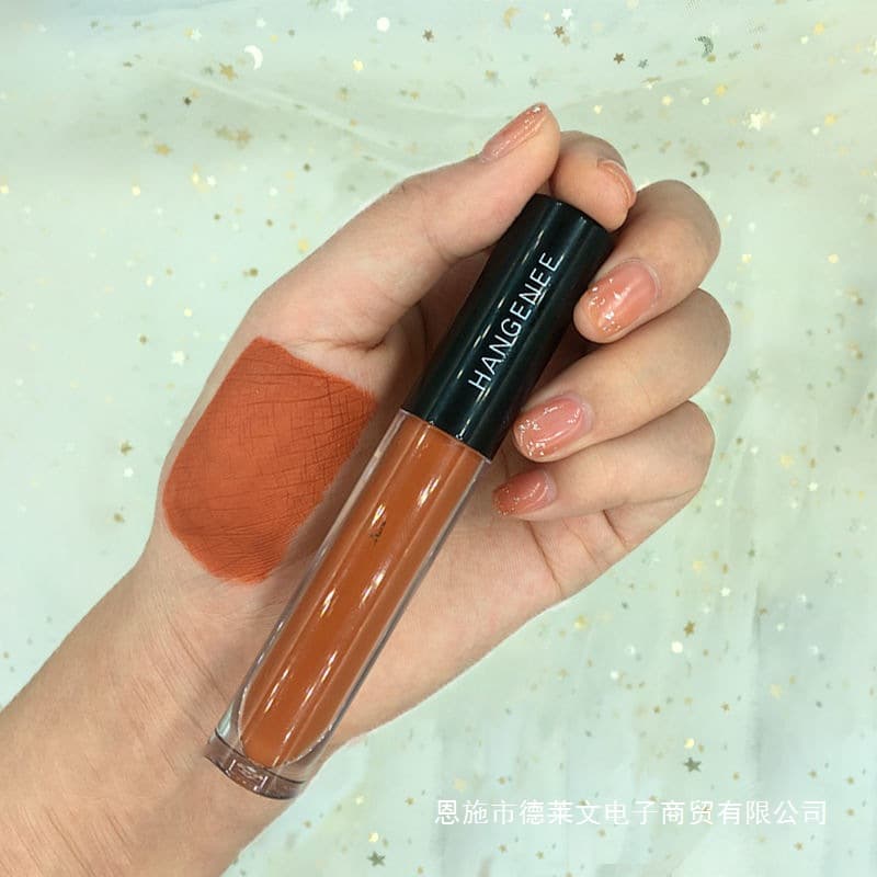 Lip Gloss Non-Fading Matte Waterproof Lipstick Student-Friendly Dark Red Shade Smudge-Proof Non-Stick Cup