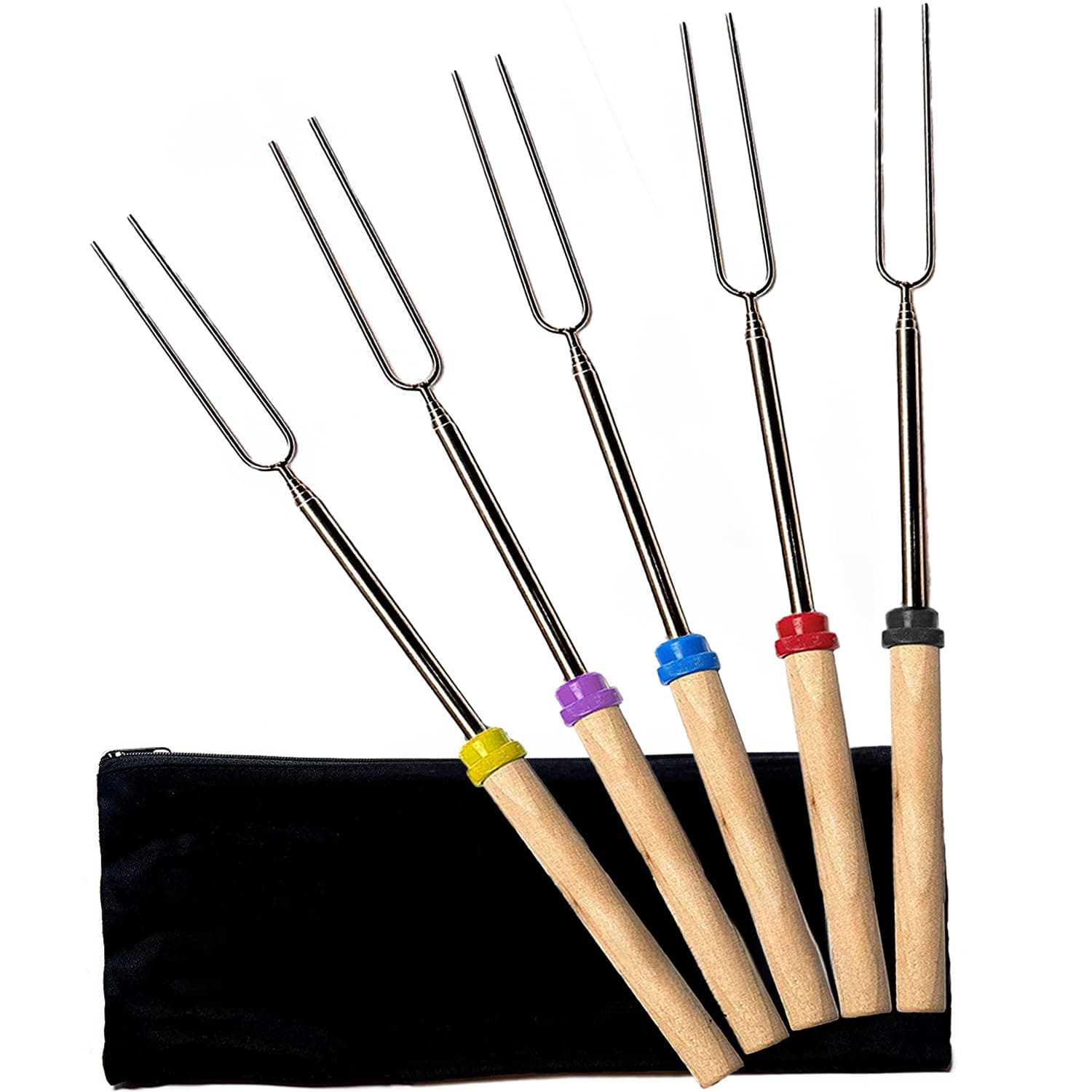 Long Handle Fire Pit Marshmallow Roasting Sticks Smores Set Smore Skewers Hot Dog Forks Campfire Cooking Equipment
