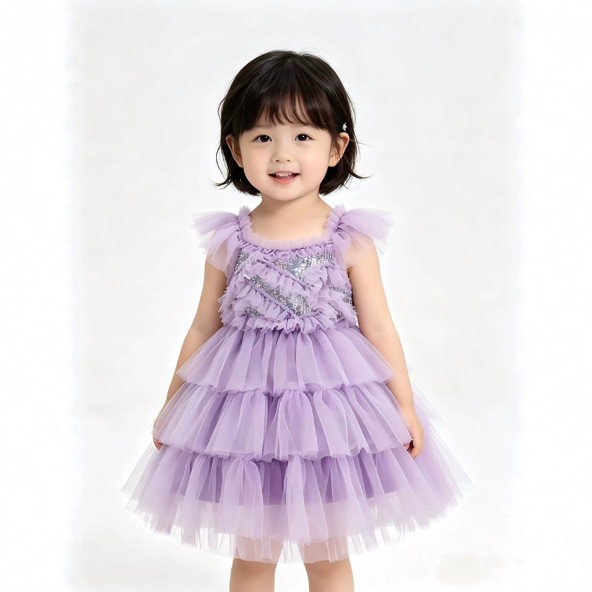 Girls Birthday Party Dress One-piece Dress Runway Performance Puffy Tulle Skirt Summer New Baby Girl Princess Dress