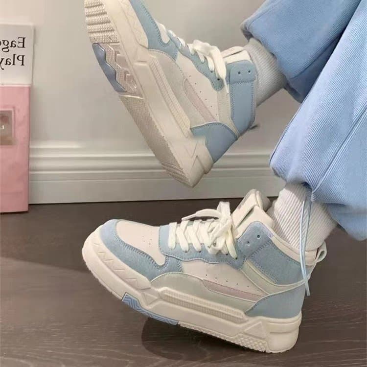 Spring new high-top sneakers for women, college-style niche original thick-soled sneakers, versatile fashionable casual white shoes
