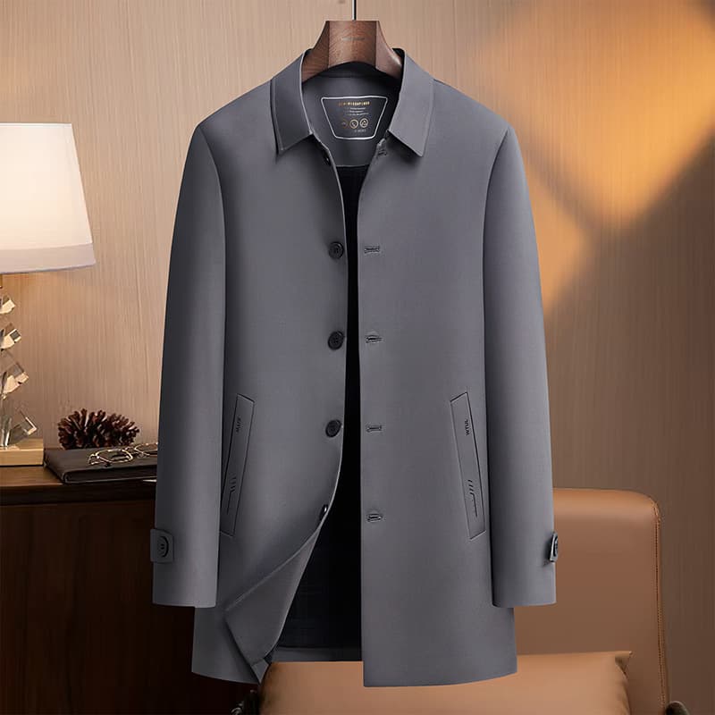 Men's autumn new style business casual mid-length non-iron windbreaker middle-aged dad's executive windbreaker jacket