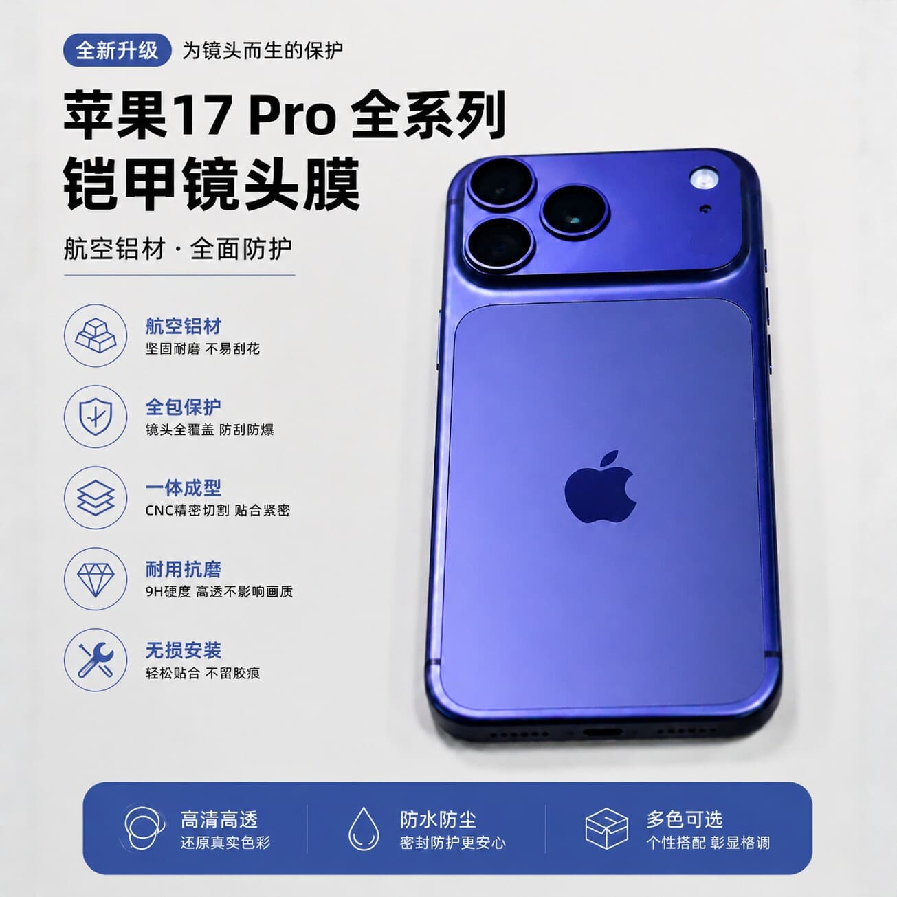 Compatible with iPhone 17 Pro Max Armor Lens Protector, Anti-Drop Eagle Eye Protective Film, One-Piece Design