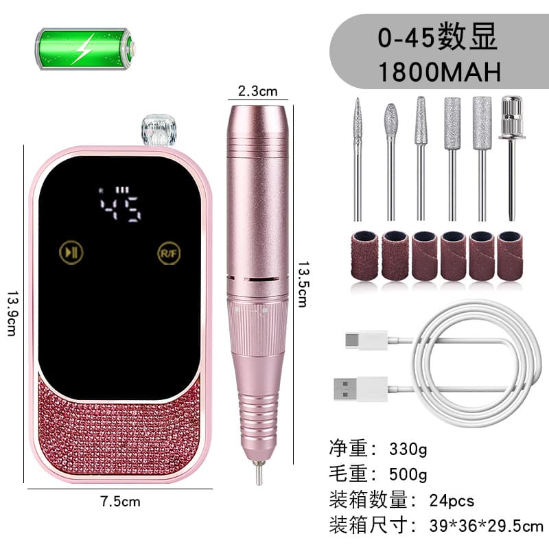 High-Quality Coreless Motor Nail Drill Rechargeable Nail File Large Torque Handle Low Vibration Quiet Nail Grinder