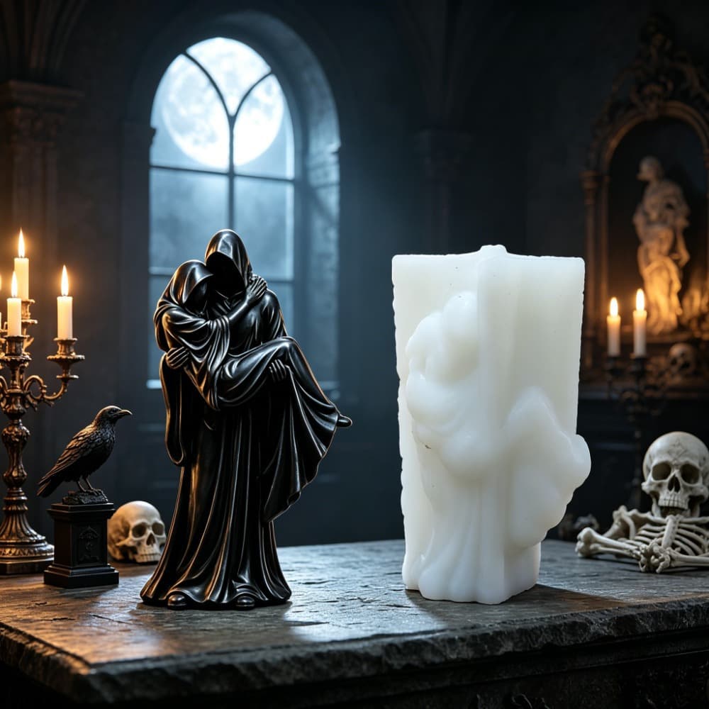 3D Embrace Cloak Ghost Silicone Mold Vintage Scented Candle Resin Plaster Handmade Shape Mold