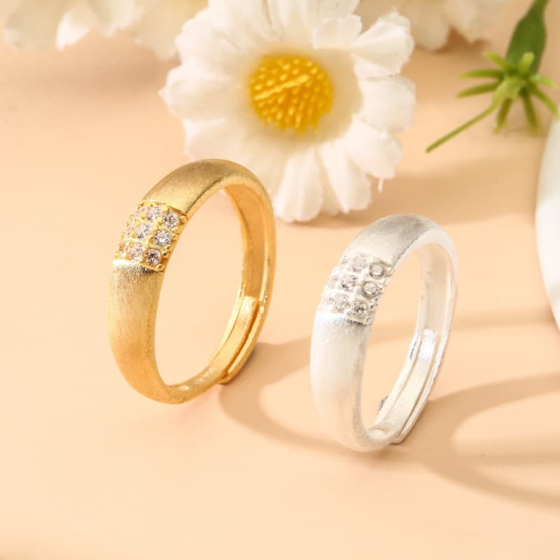 No. 8069 990 Pure Silver Brushed Setting Diamond Ring, Gold and Silver Colors, Women's Factory Direct Sales