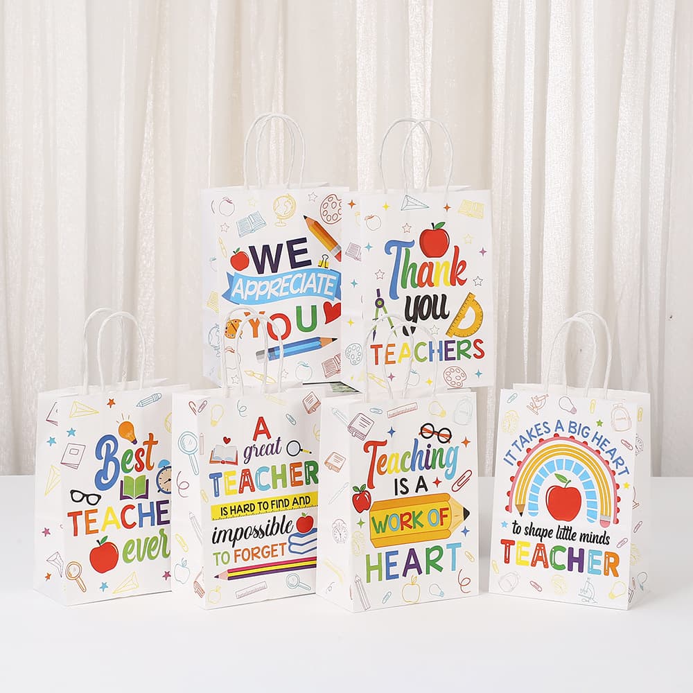 Cross-border Hot-Selling Teacher's Day Theme Gift Packaging Bag Kraft Paper Bag Party Holiday Handheld Gift Factory Direct Sales