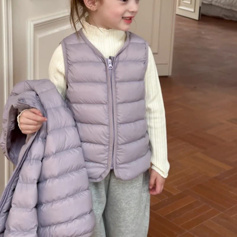 Kids Lightweight Down Warm Vest Sleeveless Autumn/Winter Unisex 90% White Duck Down Inner Layer Waistcoat Baby Down