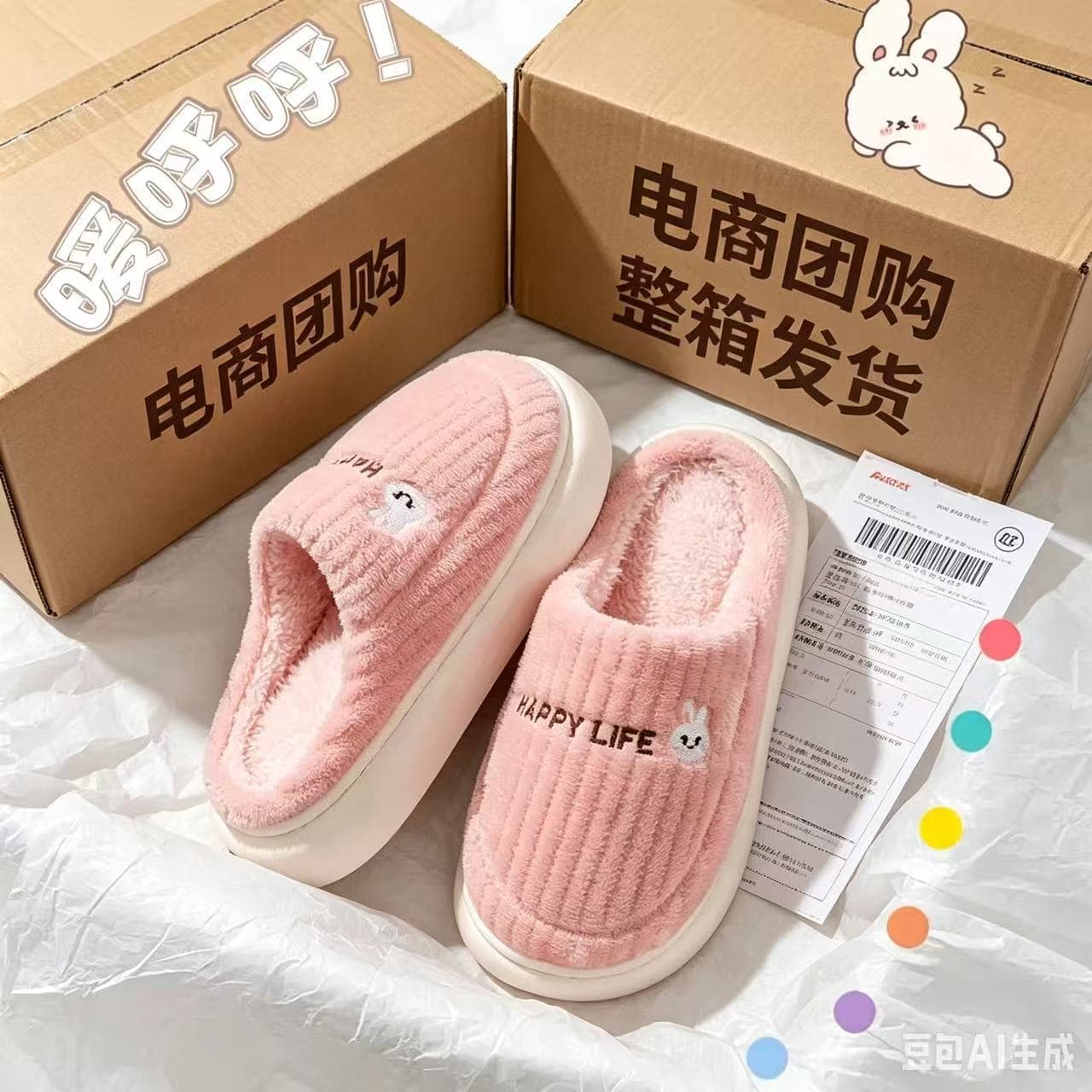 Cixi Factory Glutinous Rice Strip Slippers Group Buy 2026 Autumn/Winter Maternity Indoor Home Fleece-Lined Warm SA308