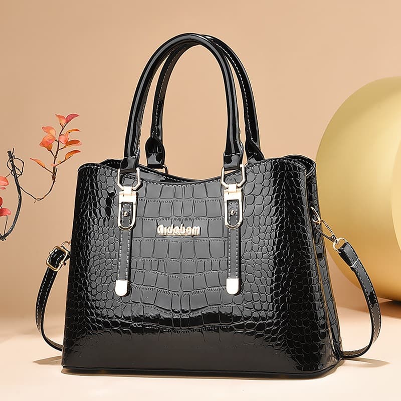 Mom Bag Fashion Handbag Bag Manufacturer Foreign Trade Women's Bag Crocodile Texture Glossy Leather Feel Crossbody Bag bags