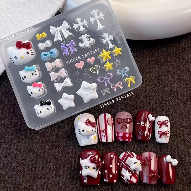 Nail Art Silicone Abrasive Jewelry DIY Creative Mold Bow Silicone Mold Love Bear Carving Template
