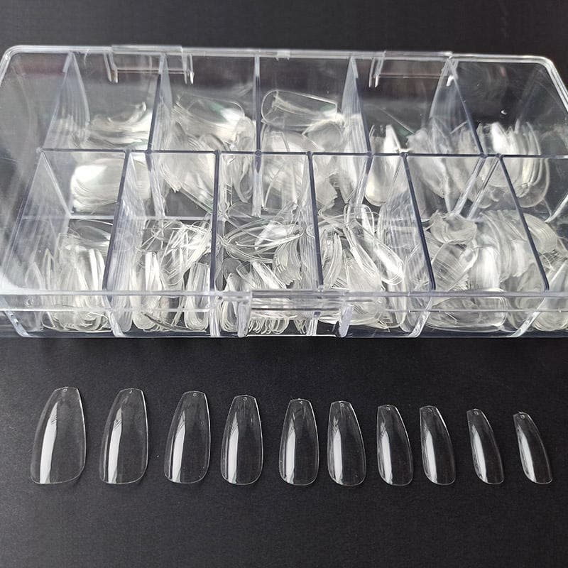 2022 French Nail Tips Full Cover Almond Shape Soft Gel False Nail Tips 500pcs Box Set