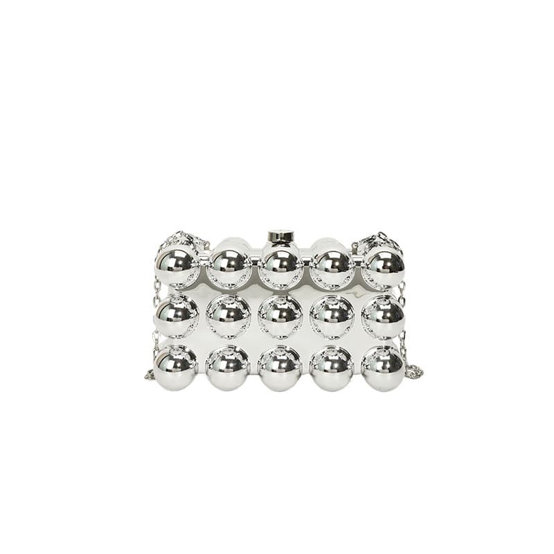 Acrylic Egg Shape Crossbody Bag Women's Fashion Dinner Bag Small Square Bag Trendy Chain Stones Pattern Hard Shell Shoulder Bag
