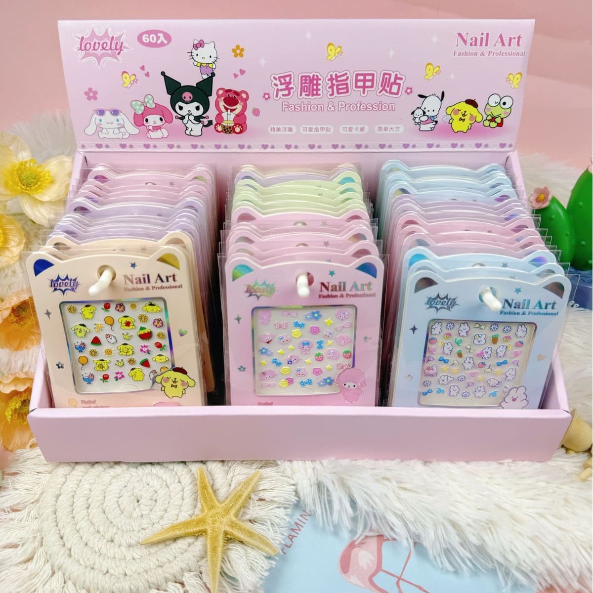 New 5D Cartoon Cute Kids Nail Stickers Waterproof Nail Art Stickers UV Embossed 3D Little Girls Nail Decals