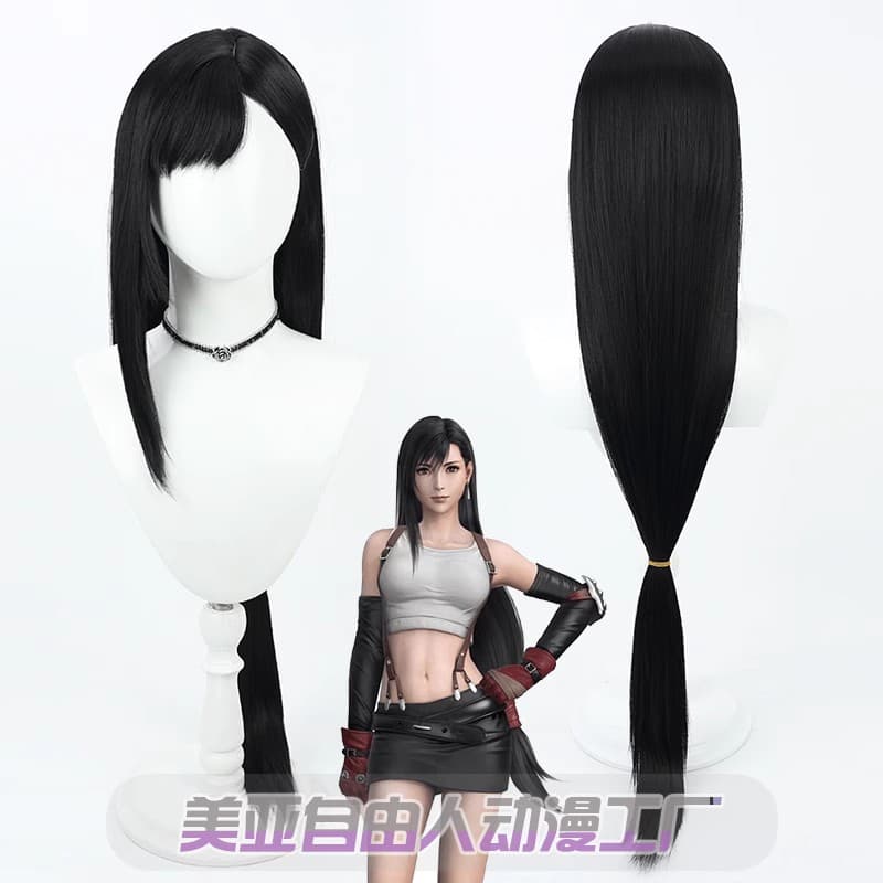 [Free Man] Final Fantasy 7 Tifa Lockhart cos wig tifa black simulated scalp