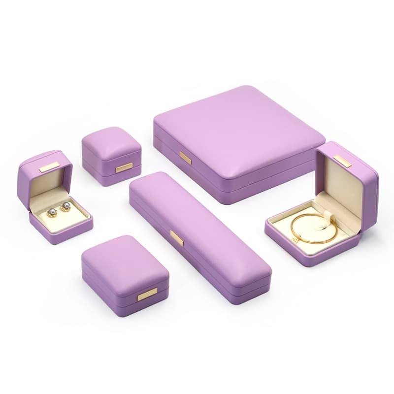 Pearl Jewelry Box Purple PU Leather Ring Box Earring Box Pendant Box Pearl Necklace Box Bracelet Bead Storage Box