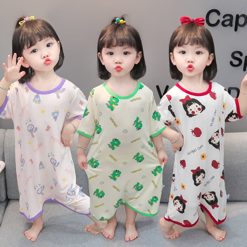 Girls' Pajamas Summer Thin Baby Girl's Artemisia Suit Children's Climbing Suit Children's Summer Air-conditioning Suit