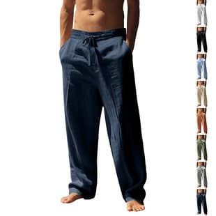 2025 Amazon Independent Site European and American Spring/Summer New Men's Hip-Hop Breathable Linen Loose Casual Sports Pants