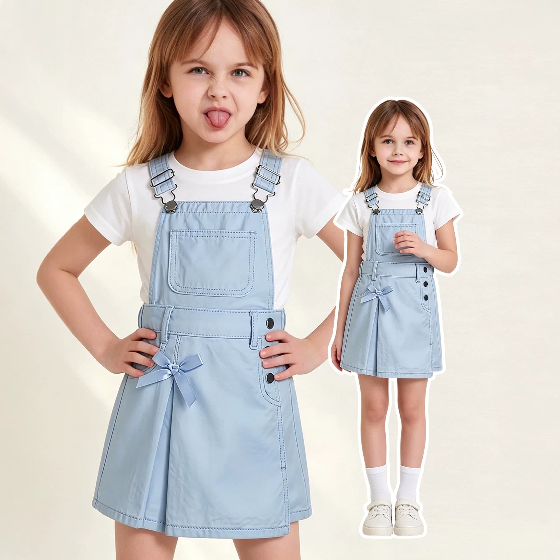 Children's clothing factory cross-border spot girls summer special bow style suspender skirt medium to large girls pure cotton suspender skirt