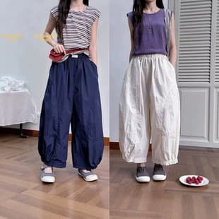 Kids Summer Casual Pants Girls Thin Harem 2026 Stylish Mid-Large Kids Loose Nine-Point Dad Pants