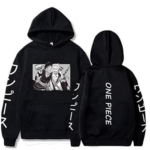 One Piece Zoro Anime Fleece Lined Loose Hoodie Sweatshirt for Men