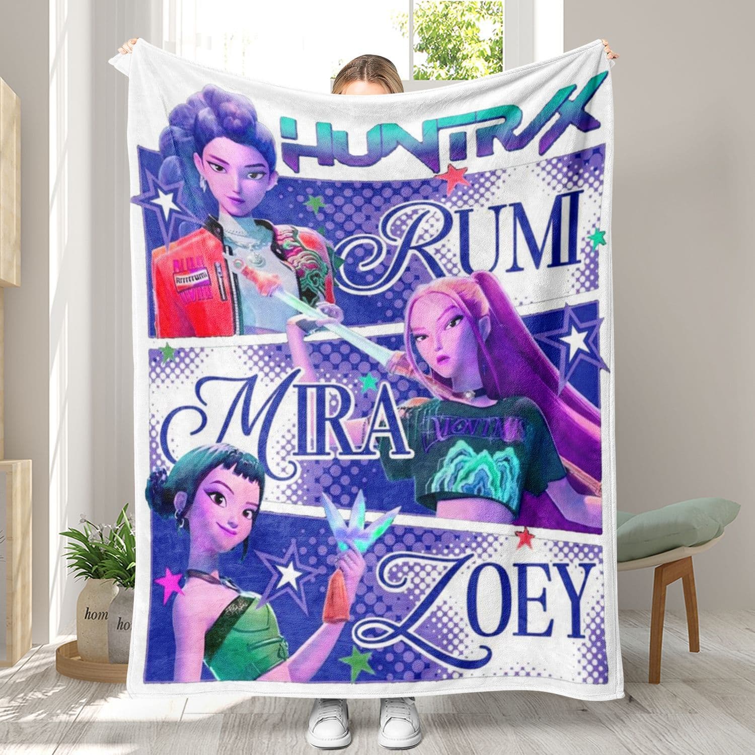 Cross-border best-selling k-pop Witch Hunters printed flannel blanket, soft and comfortable throw blanket, customizable logo available