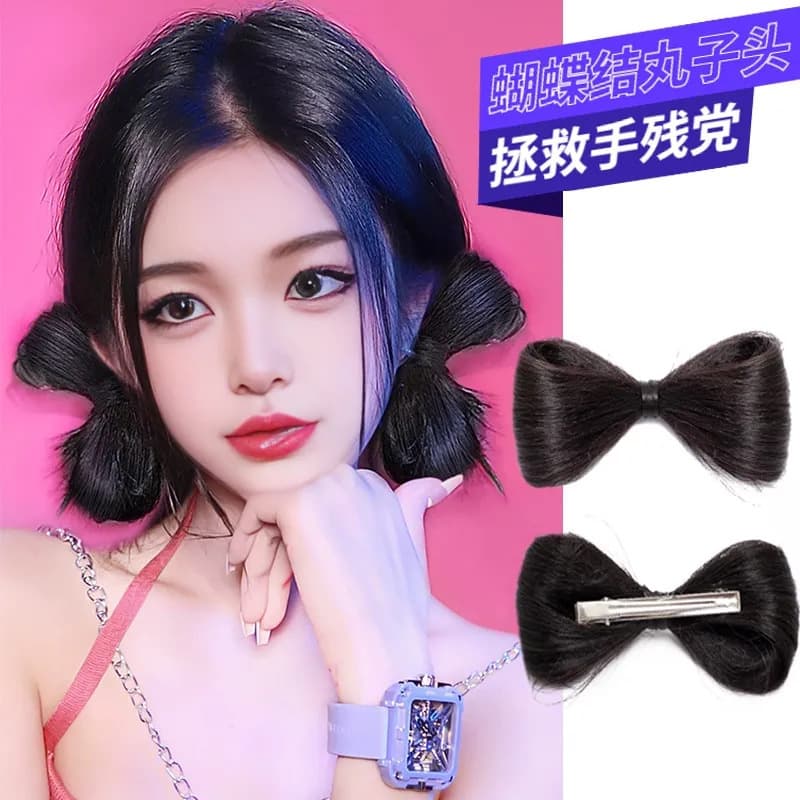 Wig Clip for Women, Hair Bun Bow Hairpin, Bun Hairpiece, Realistic Hair Clip for Easy Updo and Quick Styling