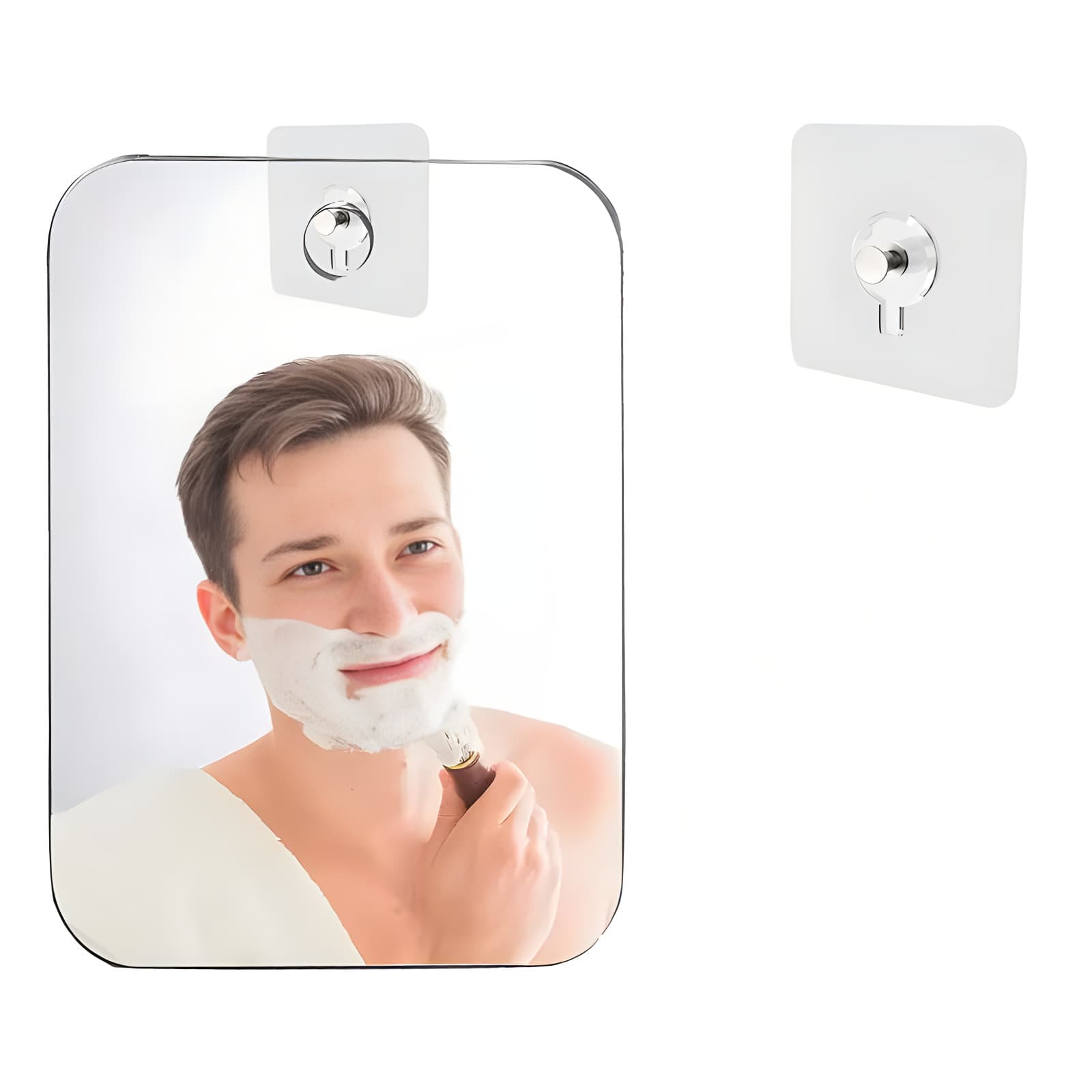 Cross-Border Hot Sale Drop Shipping, Rectangular Acrylic 3D Reflective Mirror with Hook for Bedroom and Restroom Decor