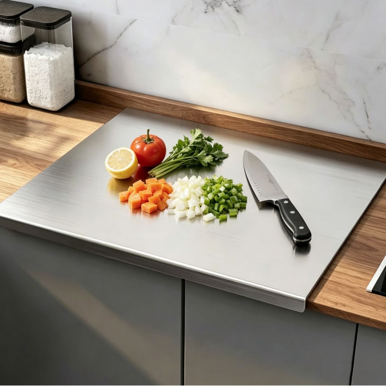 304 Stainless Steel Kneading Board Thickened Cutting Board for Fruits, Vegetables, Dough, and Meat, Antibacterial and Mold-Resistant