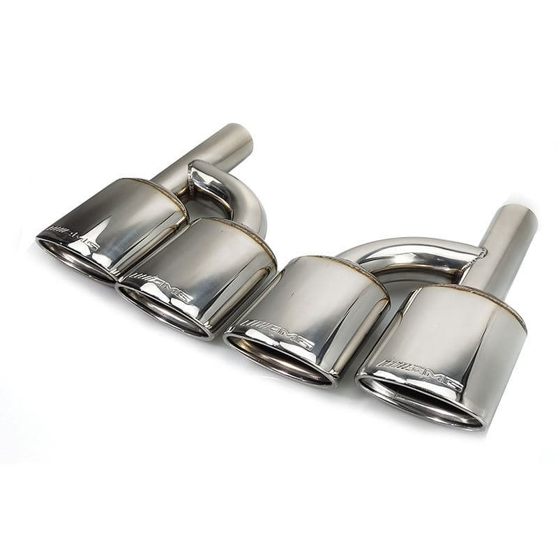 Stainless Steel H-Type Tailpipe Muffler Exhaust Tip for Mercedes-Benz AMG W204 C-Class Quad Outlet Modification