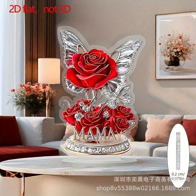 Cross-border Mother's Day Pendant Steel Rose Iron Mother Acrylic Flat Decoration Holiday Home Decor