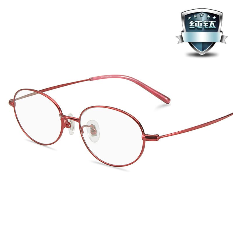 New all-pure titanium eyeglass frames, ultra-lightweight high-prescription round frames for women, elegant and sophisticated.