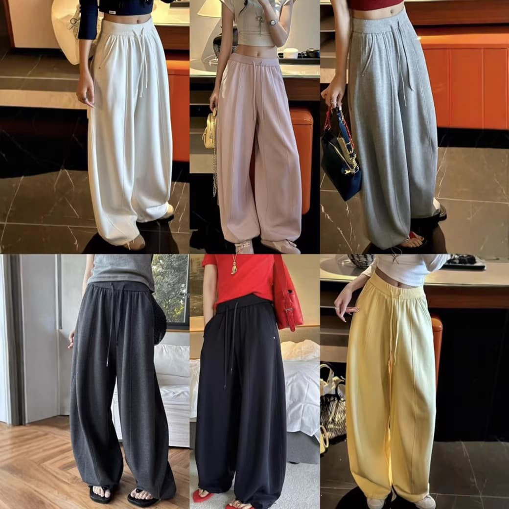 Super Slimming Wide-Leg Pants Casual Plus-Size High-Waisted Drawstring American-Style Banana Sweatpants 2026 Spring New Model