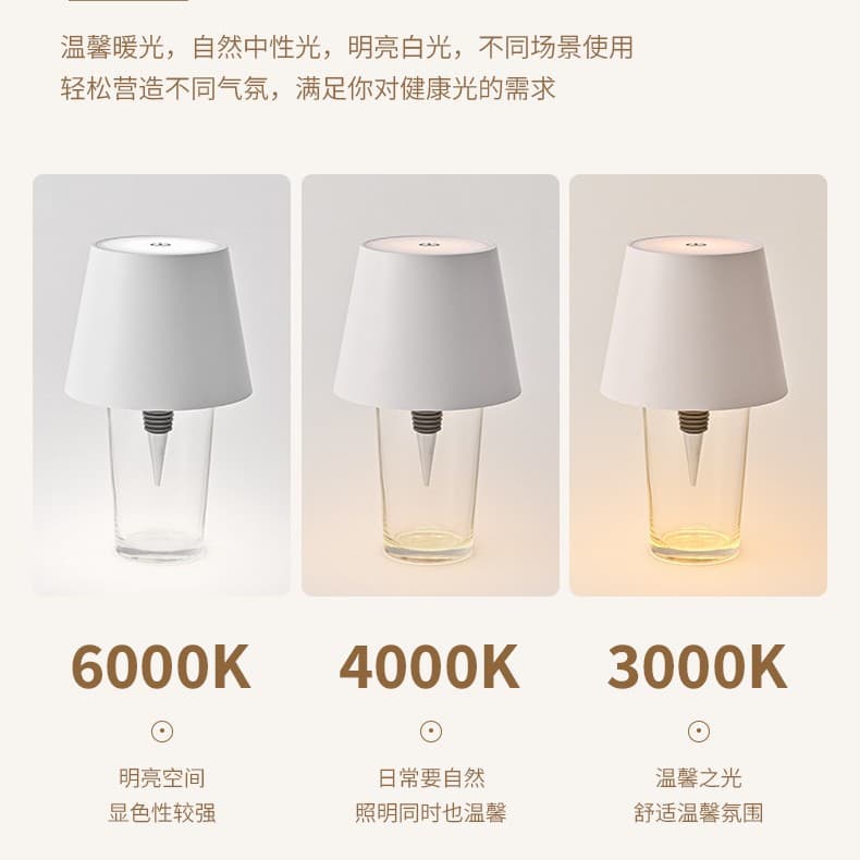 LED Wine Bottle Sleeve Table Lamp USB Rechargeable Restaurant Bar Desk Light Ambient Decorative Bottle Head Dimmable Night Light