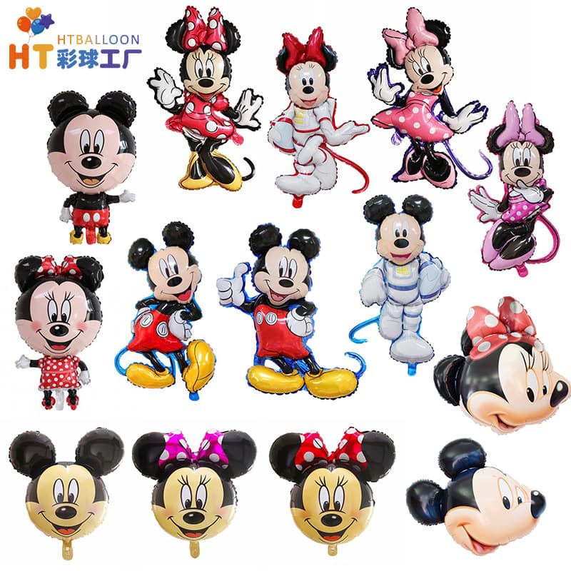 New Mickey and Minnie Mouse Aluminum Foil Cartoon Balloons for Kids Birthday Party Decoration Background Balloons