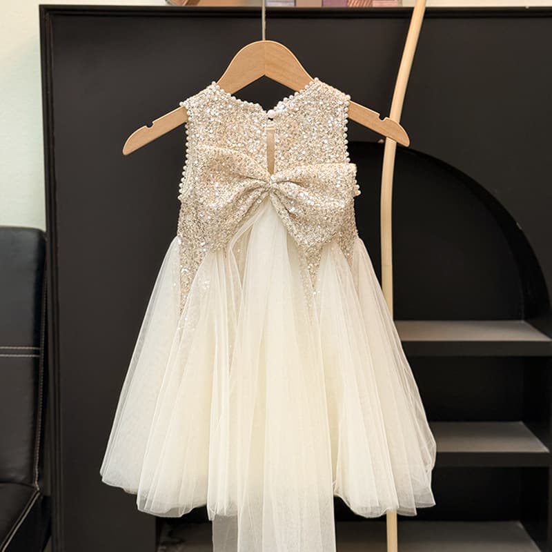 Girls Sequin Princess Dress 2026 Summer New Kids Formal Dress Fashionable Sleeveless A-Line Gown