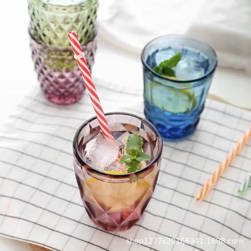 Factory Direct Diamond Pattern Colorant Original Thickened Water Cup Mouthwash Cup Juice Cup Beer Cup Gift Light Luxury