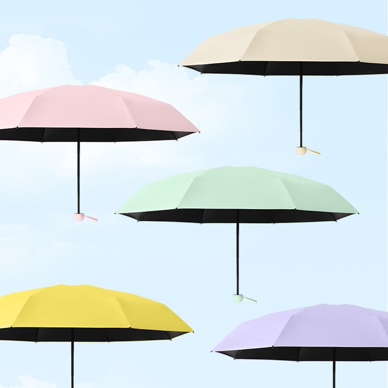 Mini Capsule Umbrella 2-in-1 Sun and Rain, Compact Portable Ultra-Light Black Coating Sun Protection Pocket Umbrella