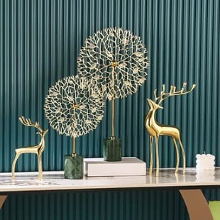 Fortune Blossom Lucky Deer Luxury High-end Figurine Home Living Room Animal Decoration Copper Craft Wholesale Factory