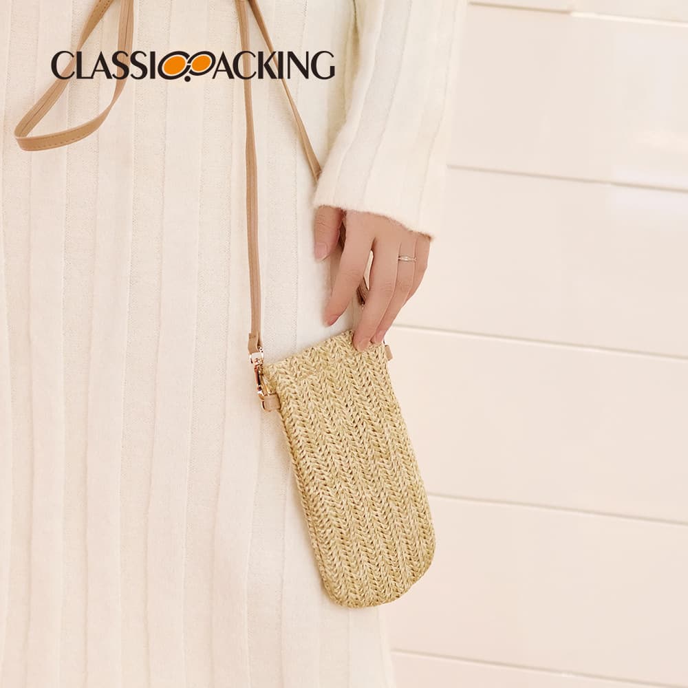 2026 Summer New Style PP Grass Woven Portable Bag Mobile Phone Lipstick Bag Key Crossbody Coin Card Holder Small Bag for Female Students