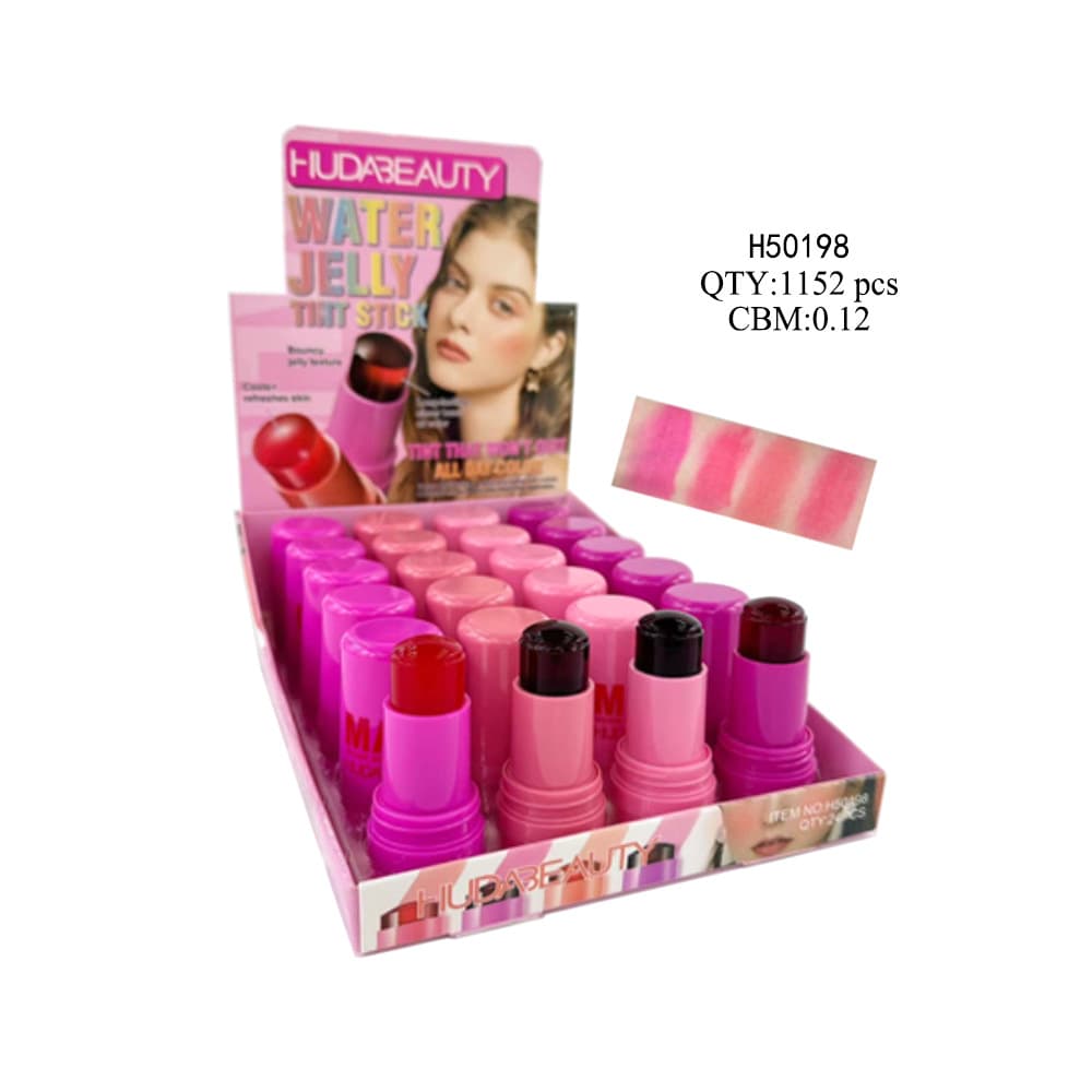 Huda Beauty Lip and Cheek Blush Stick, Natural Bare Face Contour Makeup, Vitality Blusher