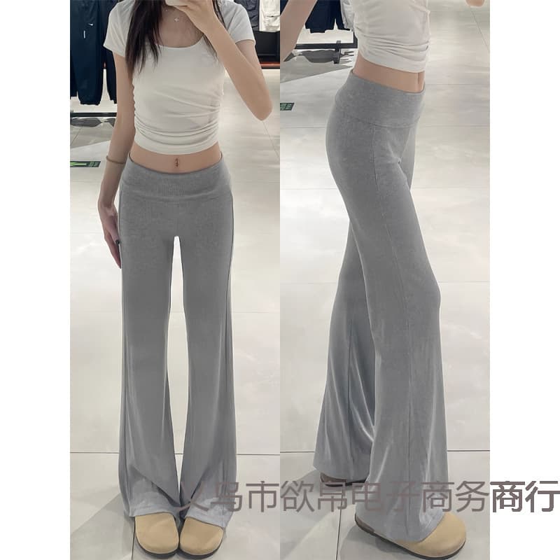 American style turn-waist boot-cut pants for women in spring and summer new style high-waist hottie slimming bell-bottoms sports sweatpants drapey yoga pants