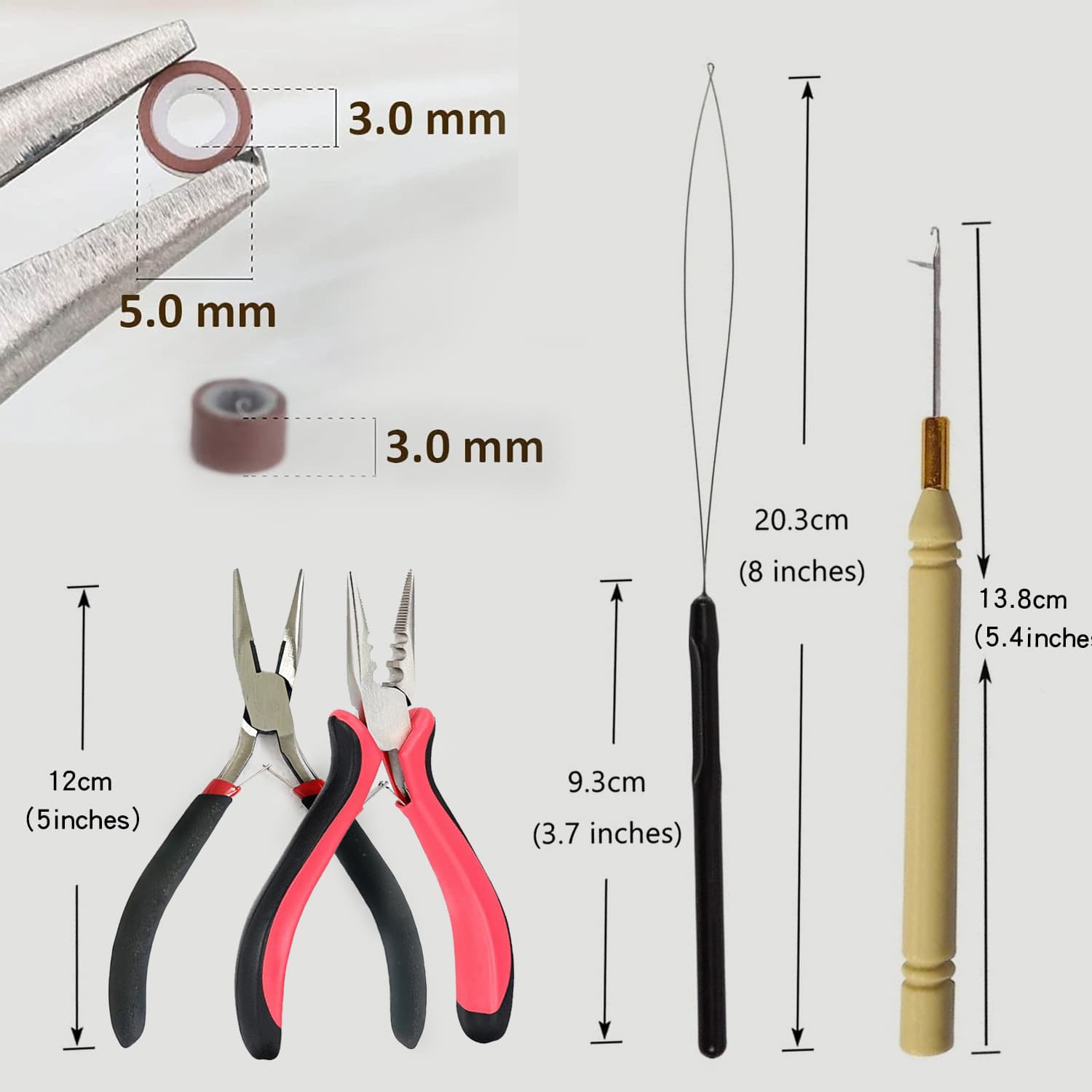 Wig hair extension tools, hair extension pliers, crochet hook, silicone ring pliers, beading device, various hair extension tools, manufacturer batch