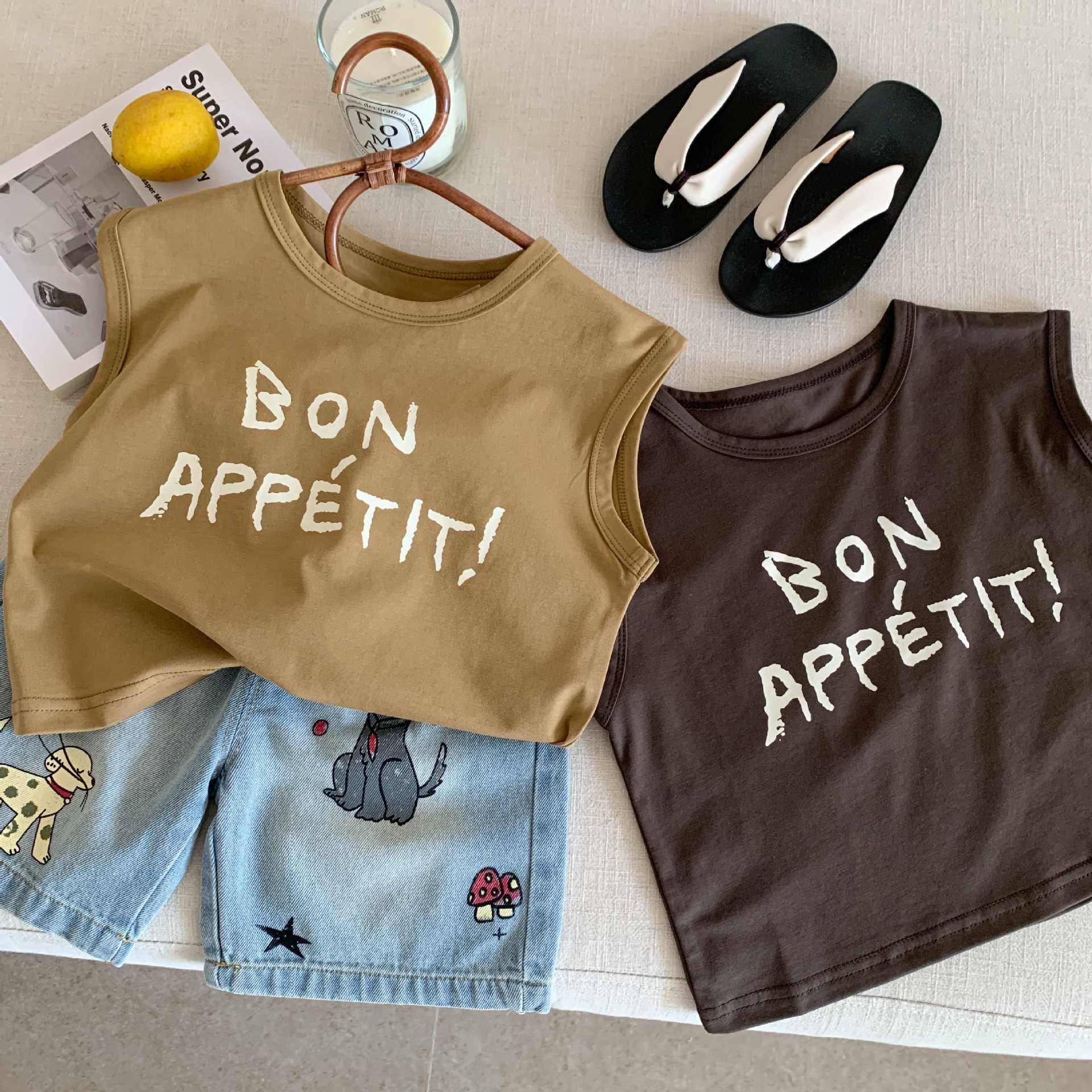 Boys' Sleeveless Vest 2026 Summer New Children's Simple Letter Print Top Lightweight Breathable Baby T-Shirt