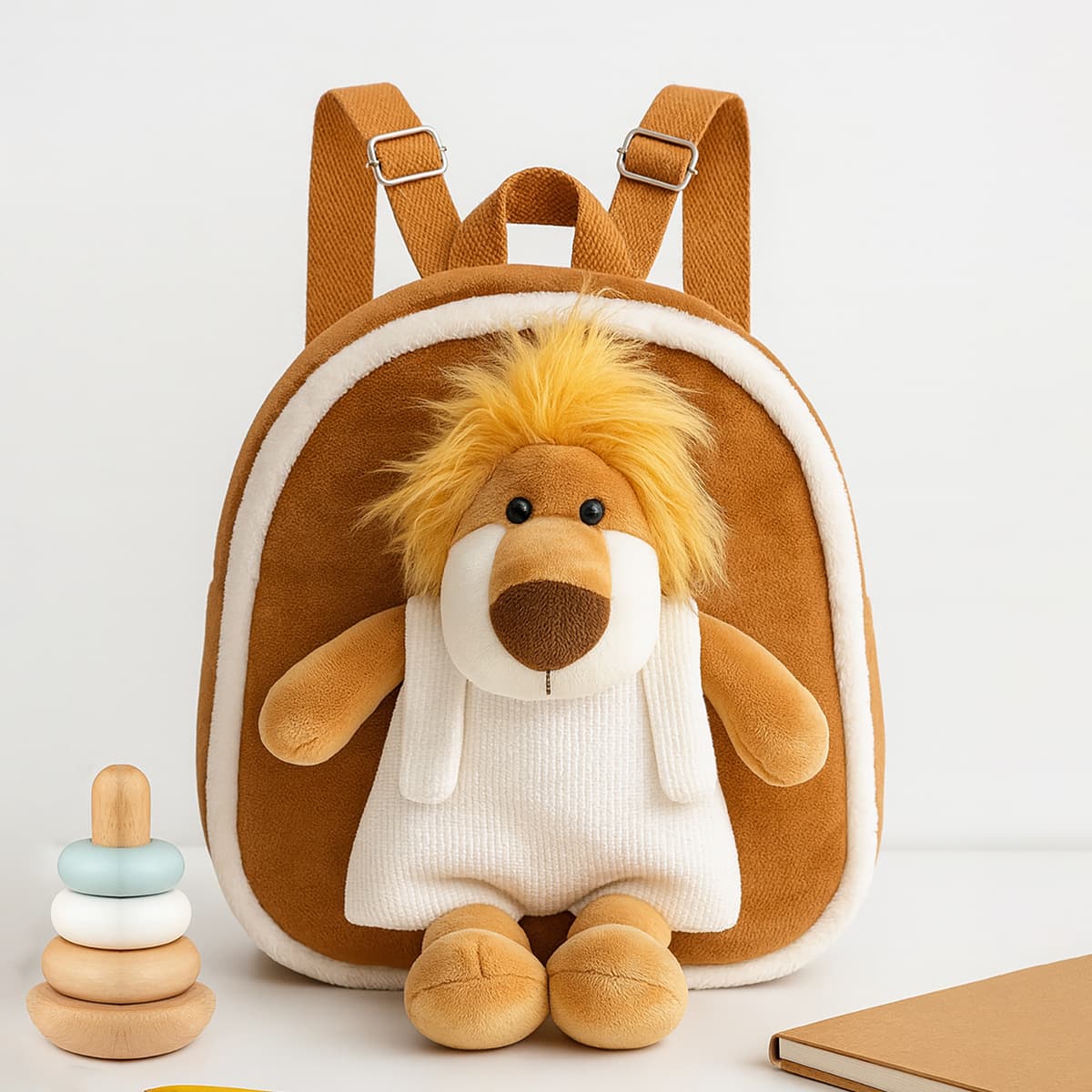 New Kids Cute Plush Lion Backpack Soft Cartoon Toddler Mini Backpack Adorable for Babies